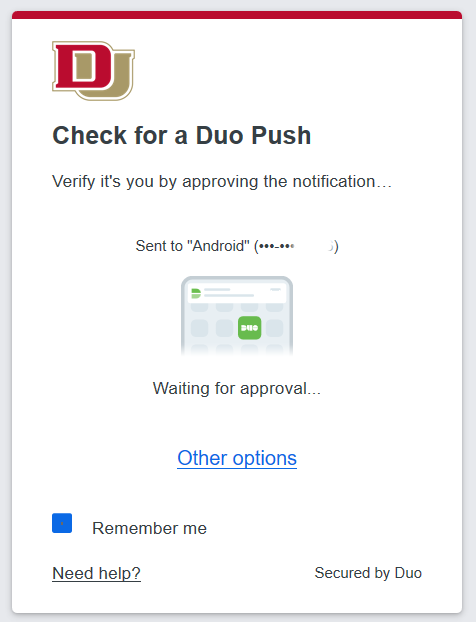 Screenshot showing the Duo Push notification