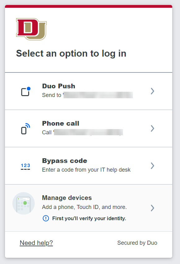 Screenshot showing Duo request for multiple devices